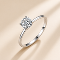 Delicate Solitaire Moissanite Ring, 925 Sterling Silver