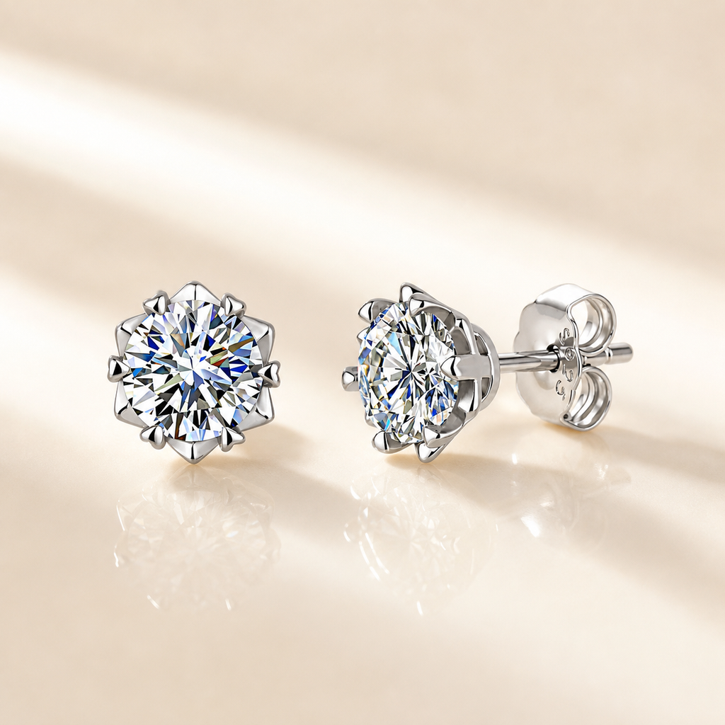 Brilliance Moissanite Stud Earrings, 925 Sterling Silver