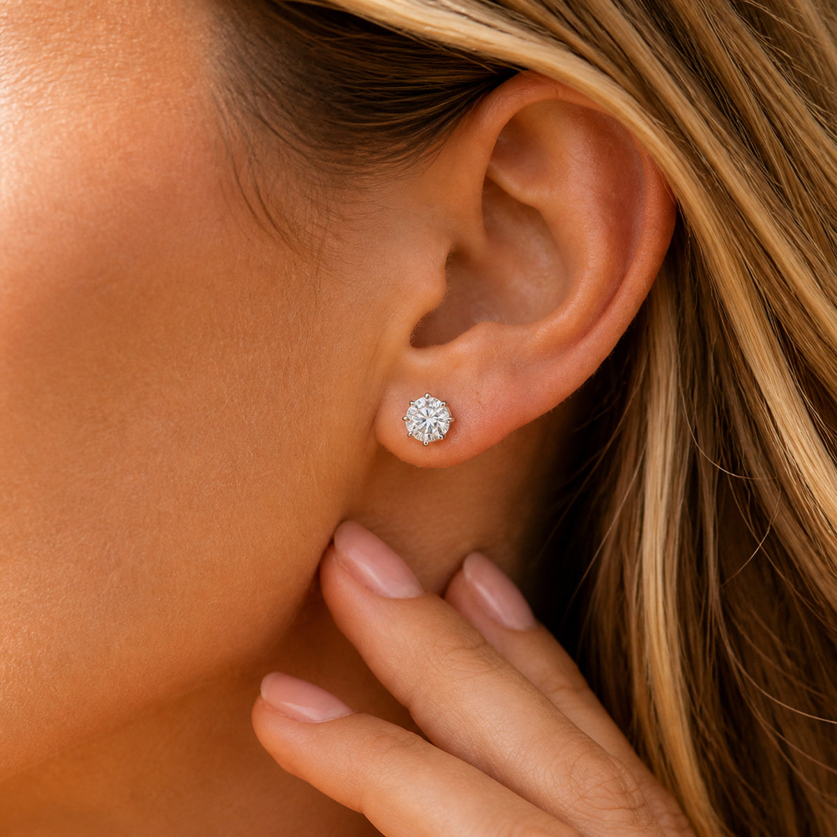 Brilliance Moissanite Stud Earrings, 925 Sterling Silver