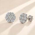 Starlight Cluster Moissanite Stud Earrings, 925 Sterling Silver