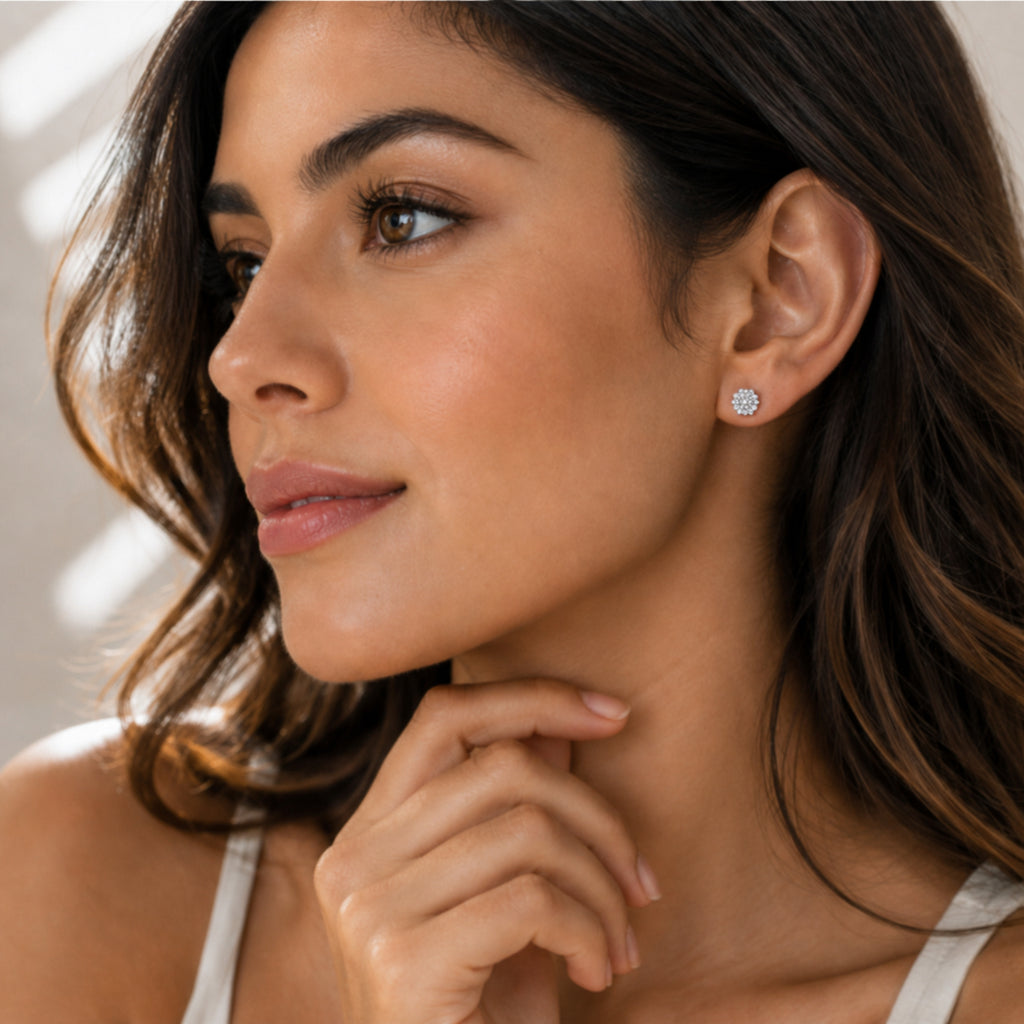 Starlight Cluster Moissanite Stud Earrings, 925 Sterling Silver