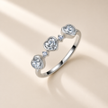 Three Hearts Moissanite Ring, 925 Sterling Silver