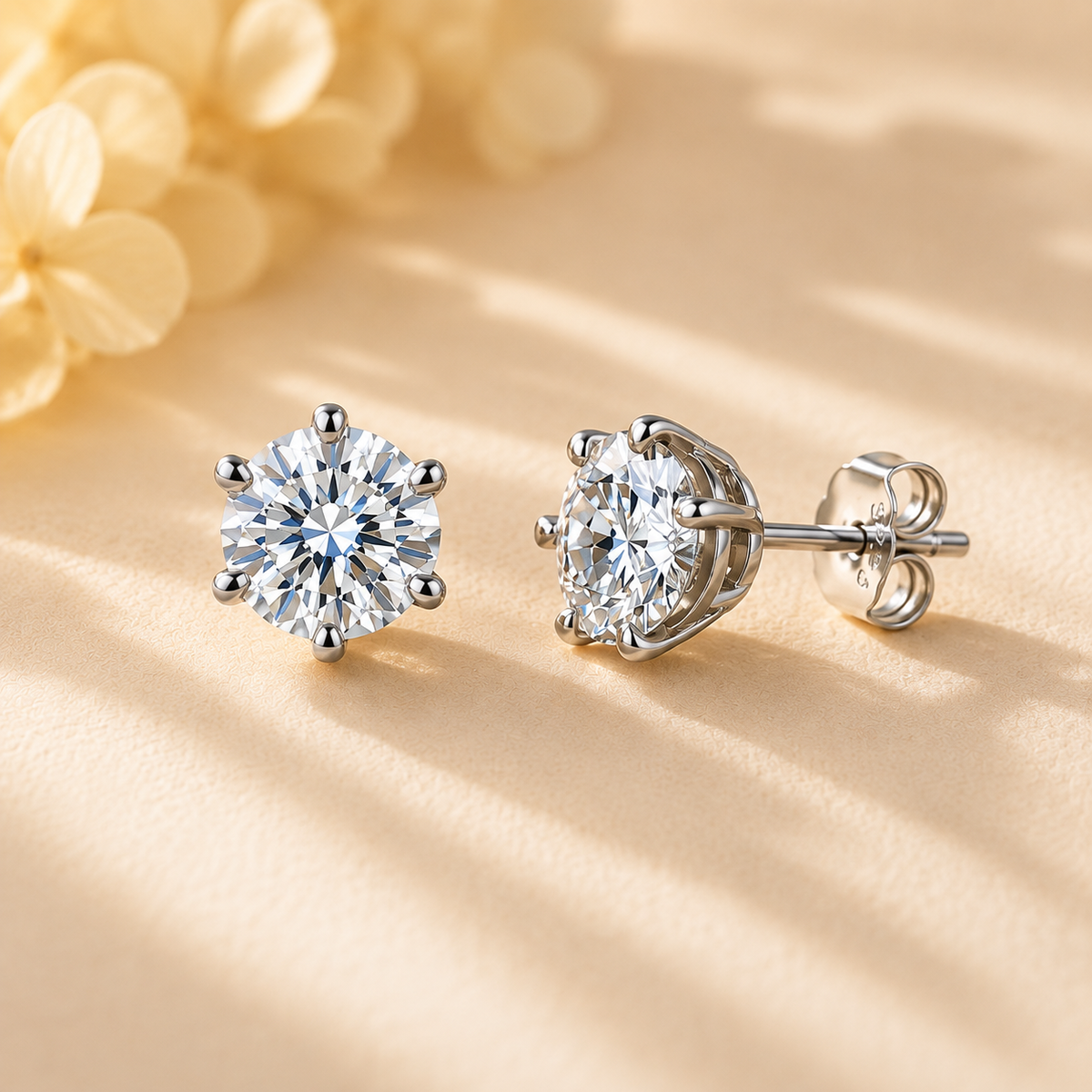 Brilliance Moissanite Stud Earrings, 925 Sterling Silver