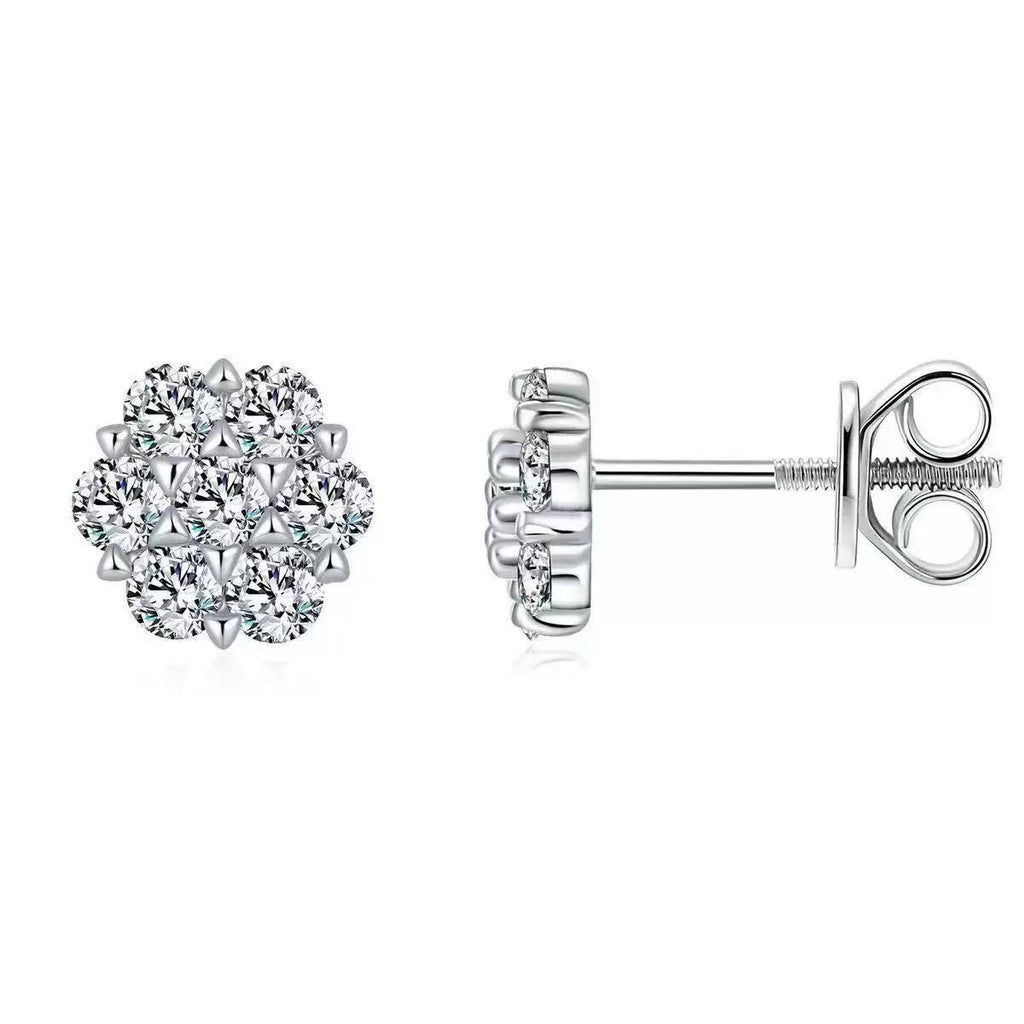Starlight Cluster Moissanite Stud Earrings, 925 Sterling Silver