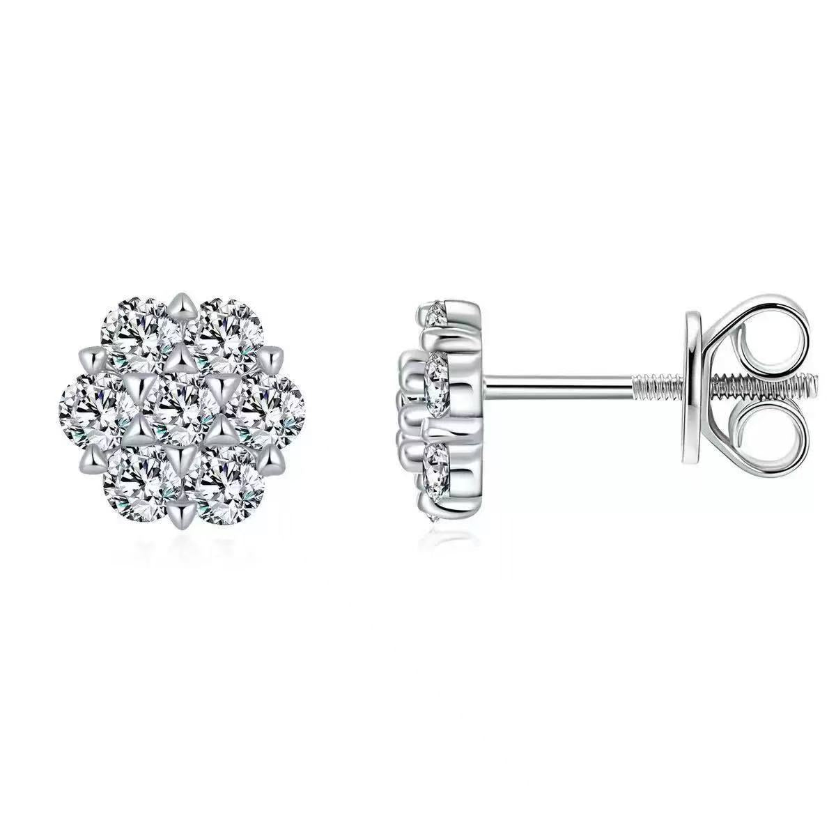 Starlight Cluster Moissanite Stud Earrings, 925 Sterling Silver