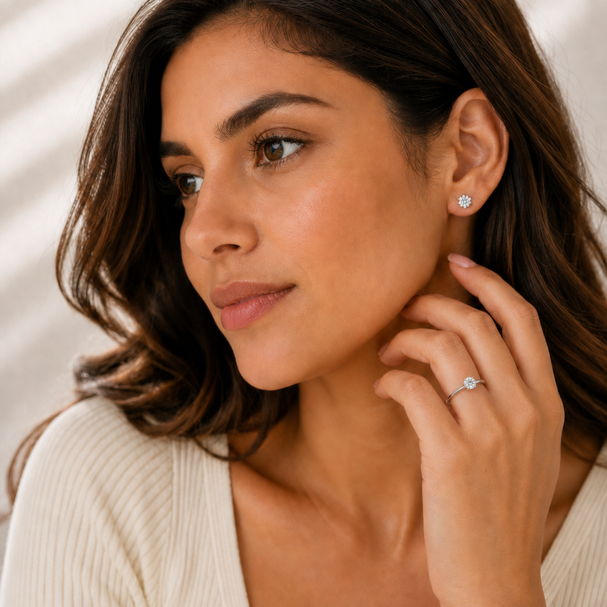 Delicate Solitaire Moissanite Ring, 925 Sterling Silver